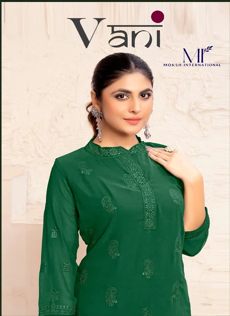 Vani Vol 1 By Moksh Heavy Faux Georgette With Embroidery Work Kurti With Pant Wholesalers In Delhi